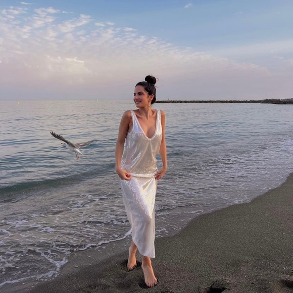 Zara sequin midi dress white - Picture 10 of 15